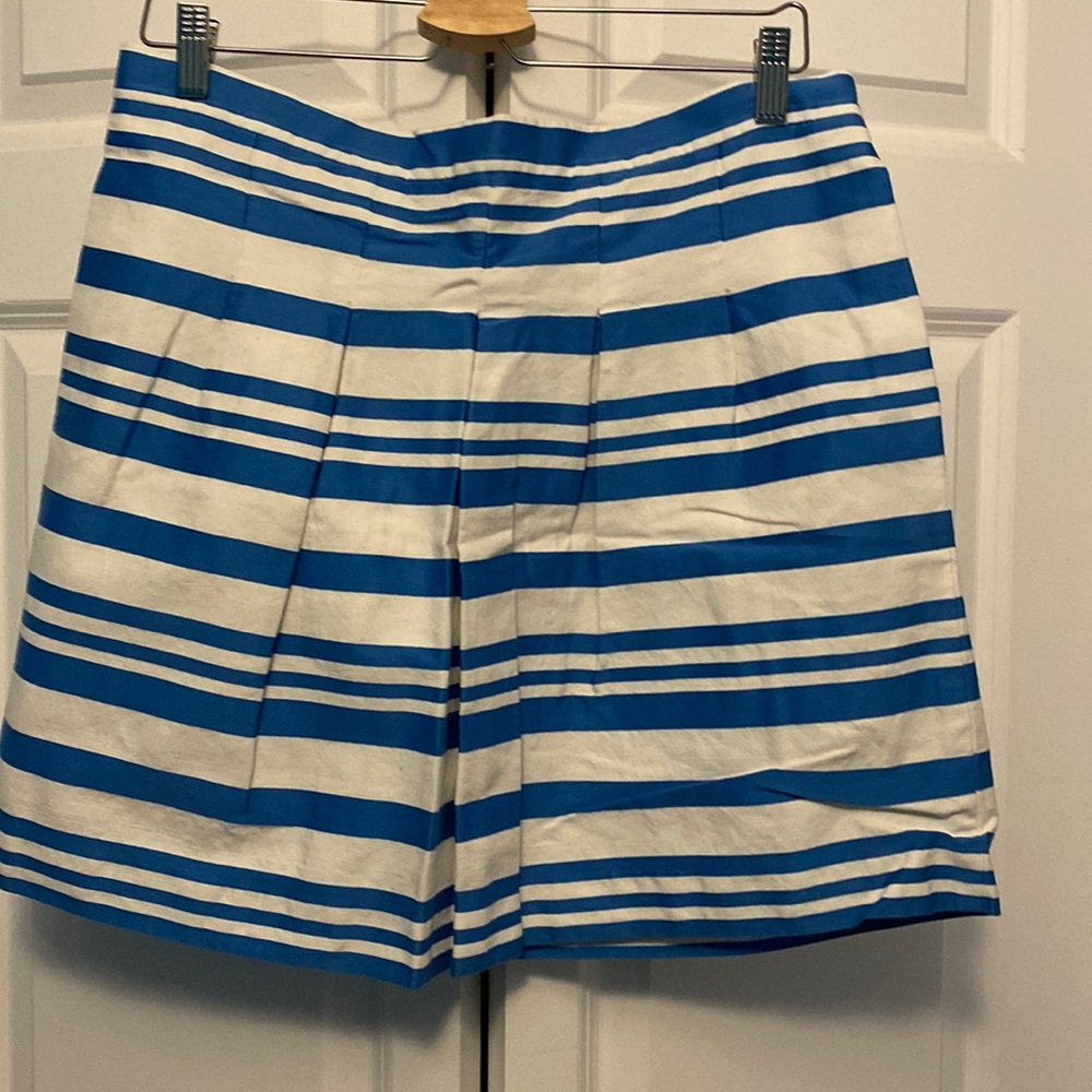 LOFT Blue and White Stripe Pleated Skirt size 12